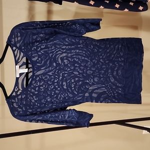 Navy blue with safari designs burnout shirt by Ambiance Apparel size small